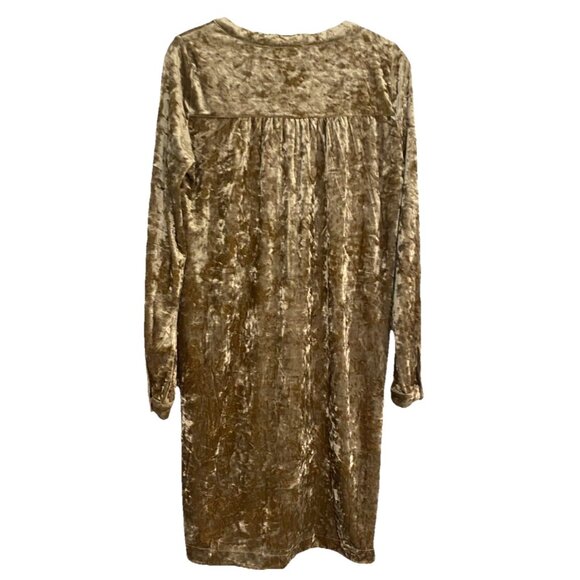 Mystree Dress Whimsigoth Floral Crushed Velvet Fairycore Mini V Neck  Gold S - Picture 2 of 9